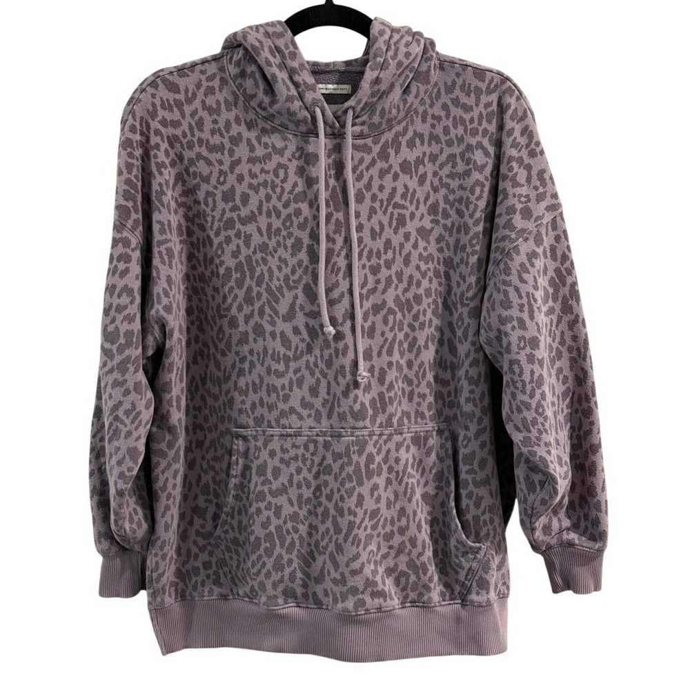 American Eagle AHH-MAZINGLY Soft Leopard Hoodie Purple XS Jegging Fit Pullover